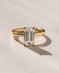 7x9mm Emerald Cut Moissanite Engagement <b>Ring</b> | Classic Gold or <b>Silver</b> <b>Solitaire</b> | Wedding Bridal Fine Jewelry OEM Wholesale - Product Image 1