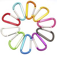 Mousqueton porte-clés en aluminium en gros, forme en D, mousqueton à ressort léger, clip métallique pour sac à dos, camping, accessoires de plein air
