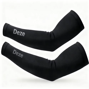 Manchons de cyclisme haute qualité, protecteurs, séchage rapide, noirs unis, personnalisables, respirants, à compression, pour le sport - Product Image 1