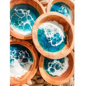 Tazón de madera y resina natural hecho a mano, diseño único de la India, para comida, fruta, regalos para familiares y amigos - Product Image 5