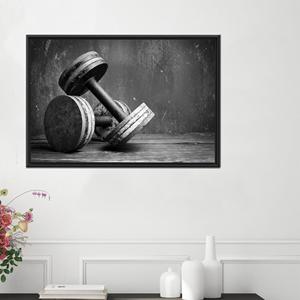 Printed Canvas Artwork: <b>Black</b> & White Gym Wall Hanging for <b>Christmas</b>,1P:<b>Black</b> Framed - Product Image 1