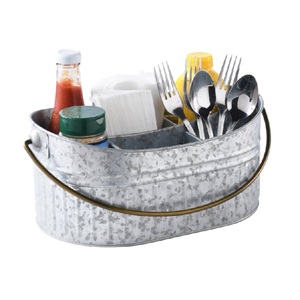 Modern Metal <b>Kitchen</b> Silverware Organizer Pine <b>Utensil</b> Countertop Grey Plated Oval Shape With Wooden Handle for Home & Hotels - Product Image 6