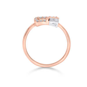 Bague carrée en or rose sertie de diamants Bright Corner Squared Fashion - Product Image 4
