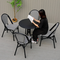 La chaise de jardin parisienne la plus populaire, chaise d'extérieur en Teslin noir et blanc, chaise de bistrot française, chaise de café