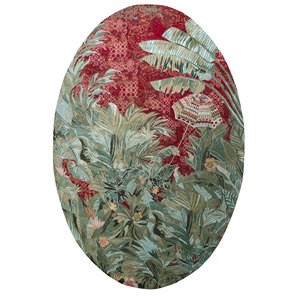 พรมขนสัตว์ผสมไหมถักมือลายดอกกุหลาบสีเขียว รุ่น SLR-7069 (CS-01) สำหรับห้องนั่งเล่น ห้องโถง ทางเดิน ห้องพักผ่อน รูปทรงสี่เหลี่ยมผืนผ้า - Product Image 1