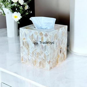 Caja de pañuelos de lujo con incrustaciones de madera, soporte de pañuelos de diseño para el hogar, hoteles y regalos Tradebyd - Product Image 2