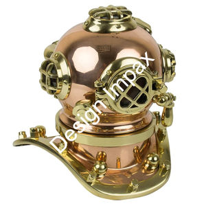 Decorativo elegante casco de buceo portátil náutico reloj de escritorio mesita de noche pantalla de mesa elegante reloj dorado Showpiece - Product Image 6
