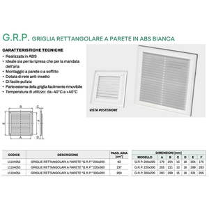 Tecnosystemi G.R.P. Rejillas y Grelas Rectangulares Blancas de ABS para Pared - Product Image 3