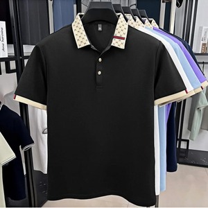 Polo de marca de lujo de manga corta para hombre, novedad de verano, top de mezcla de algodón con cuello abatible, diseño jacquard, camiseta de moda informal - Product Image 5