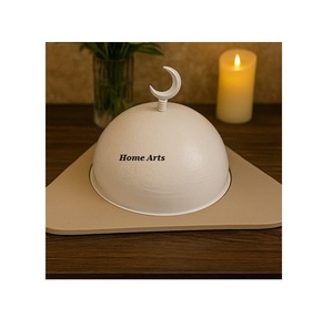 Serveur de gâteau en cuir de conception fabuleuse avec couvercle islamique en fer serveur de gâteau de forme personnalisée de bonne qualité avec dôme - Product Image 3