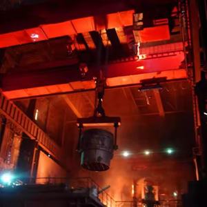 מנוף גשר יציקה כפול קורה כבד 10 טון 20 טון 30 טון 35 טון Qdy עם גלגלים, מנוף עילי ליציקה עם וו - Product Image 1