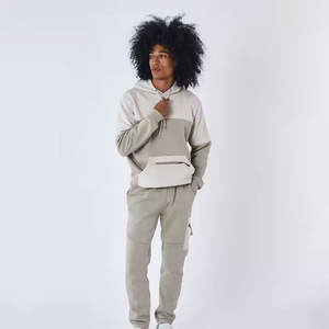 Chándales de invierno Vintage para hombre 100% algodón lavado ácido con capucha y pantalones de chándal conjunto impreso sólido chándal - Product Image 2