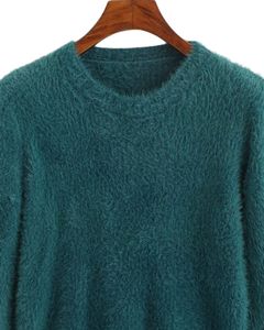 Pull en tricot moelleux bleu sarcelle pour femmes, manches longues, doux, chaud, pull d'hiver confortable, texturé, décontracté, haut tendance pour femmes - Product Image 4