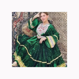 Étnico afgano Kuchi hecho a mano Tribal tradicional bordado mujeres vestido afgano tamaño largo en varios colores para la cultura pashtún - Product Image 1