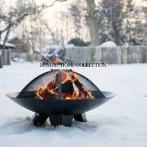 Modern minimalist metal <b>fire</b> <b>pit</b> with subtle detailing smooth matte finished seamlessly blending with upscale patio furniture - Product Image 5