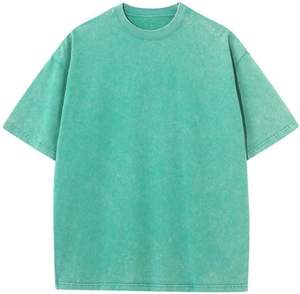T-shirt classique surdimensionné lavé à l'acide avec matériau en coton doux et léger de style délavé vintage et design décontracté confortable - Product Image 1