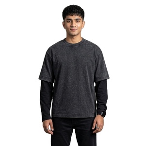 Ensemble de t-shirts boxy pour homme sur mesure 270 g/m², 100 % coton, manches longues, deux pièces, style formel, motif à motifs, qualité supérieure - Product Image 3