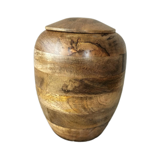 Urne funéraire en bois massif naturel avec finition miel chaud et motifs de grain organique pour une mémoire sereine - Product Image 5