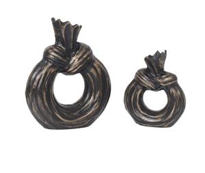 Ensemble de vases en céramique dorée moderne, design abstrait en forme de nœud, pot à fleurs circulaire nordique, décoration de luxe pour la maison, décoration de bureau, salon - Product Image 2