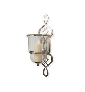 Aplique de Pared de Metal con Acabado en Níquel con Portavelas de Vidrio, Aplique de Pared Decorativo Dorado para el Hogar - Product Image 1