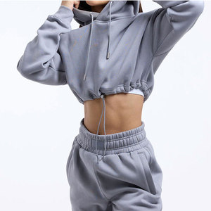 Sudadera Corta de Invierno para Mujer, Precio Económico al por Mayor, 100% Algodón, Logotipo Frontal Personalizado, Ligera - Product Image 3