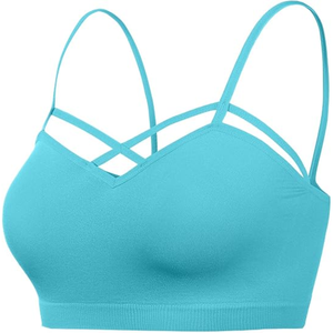 Soutien-gorge de sport croisé de poitrine basse pour femmes de qualité supérieure soutien-gorge de sport de gymnastique haut court rembourré doublure en spandex course soutien-gorge de fitness de yoga - Product Image 3