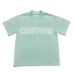 เสื้อยืดคอกลมโอเวอร์ไซส์ผ้าคอตตอน 100% สำหรับผู้ชาย พิมพ์โลโก้ตามสั่งจากโรงงาน  เสื้อยืดเนื้อหนา - Product Image 1