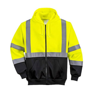 Sweat à capuche réfléchissant Fr Sweat à capuche de sécurité haute visibilité tricoté en coton Logo personnalisé couleur unie Top vêtements de travail - Product Image 2