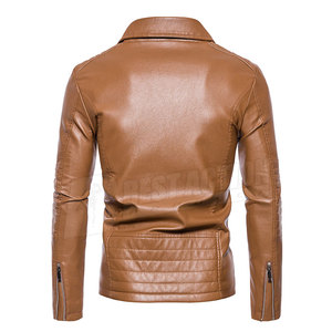 Customized Wholesale Fashion Solid Color Leather <b>Jacket</b> Custom Design Genuine Leather Fashion <b>Jacket</b> - Product Image 3