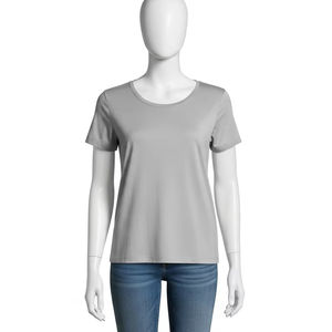Camiseta de seda de manga regular con cuello redondo para mujer, Top transpirable suave y ligero para uso diario, ropa de moda de verano al por mayor - Product Image 1