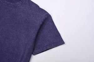 เสื้อยืดโอเวอร์ไซส์ผู้ชาย ผ้าฝ้าย 100% หนานุ่ม สไตล์วินเทจ ซักย้อมสีแบบ Stone Wash ผลิตจากโรงงาน OEM ขายส่ง เสื้อยืดผู้ชายแบบเรียบ สไตล์ Acid Wash - Product Image 3