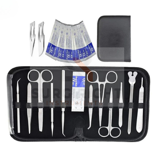 เครื่องมือผ่าตัดสัตวแพทย์ทำจากสแตนเลสพร้อมเคสหนังสำหรับการฝึกผ่าตัดสำหรับนักเรียนโดยใช้เครื่องมือผ่าตัด - Product Image 1