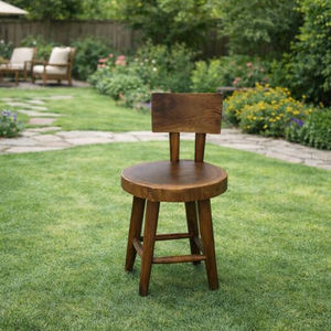 Chaise de salle à manger en bois massif de Suar ou de Monkey Pod avec siège rond en bois massif, design à bord naturel pour salle à manger intérieure et terrasse extérieure - Product Image 5