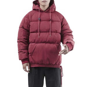 Jersey con capucha para hombre, chaqueta acolchada de color marrón con bolsillo frontal y cintura elástica, oferta, 2023 - Product Image 1