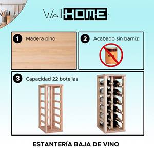 Portabottiglie da Scaffale WELL HOME per 12 Bottiglie, Finitura Non Verniciata, Accessorio Elegante e Resistente per Bar Domestico - Product Image 2