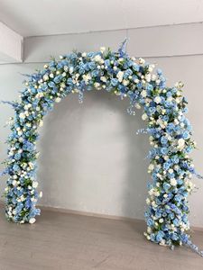 Dekorasi Latar Belakang Pernikahan Bunga Artifisial Bentuk Hati Berkualitas Tinggi Warna Biru Muda Mawar Delphinium - Product Image 4
