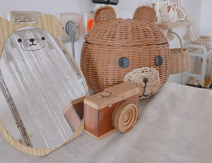 Panier de rangement en forme d'ours fait à la main en osier et en rotin Organisateur de jouets avec couvercle Paniers tissés - Product Image 3