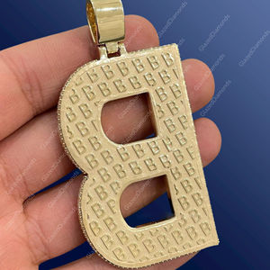 Exclusivo Colgante Unisex de Plata de Ley 925, Estilo Hip Hop, Personalizable con Letras, Bañado en Rodio, de Alta Calidad, con Diamantes Brillantes - Product Image 3