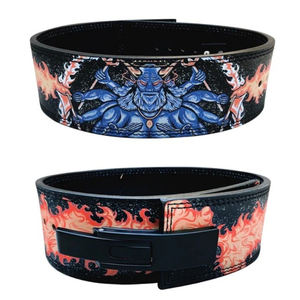 Cinturón de levantamiento de pesas de cuero de vaca Unisex de alta calidad patrón de leopardo equipo de gimnasio transpirable fabricación al por mayor - Product Image 2