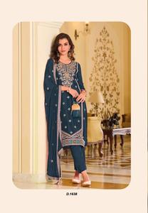 Premium Unstitched Silk Embroidery Work <b>Suit</b> Heavy Stanton Bottom Original Pakistan Collection Including Dupatta Indian - Product Image 2