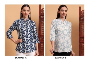 เสื้อแขนสั้นผ้าเรยอนสำหรับผู้หญิงทันสมัยสไตล์ตะวันตกที่สมบูรณ์แบบสำหรับการส่งออกจากอินเดีย - Product Image 3