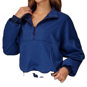 Sweat à capuche demi-zip pour femme, streetwear décontracté, couleur unie, respirant, logo et design personnalisés, vente en gros de vêtements streetwear décontractés - Product Image 2