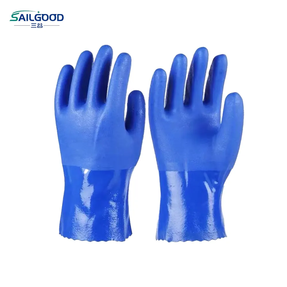 SAILGOOD 공장 판매 화학 물질 취급 및 설거지용 PVC 코팅 내마모성 기능성 장갑