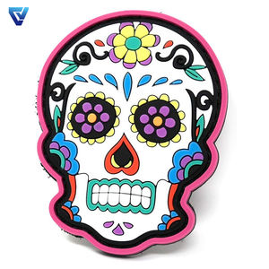 Patchs d'Halloween en caoutchouc à repasser Badge nominatif Patchs d'horreur Citrouille d'Halloween Décoration du jour des morts mexicains pour vêtements - Product Image 5