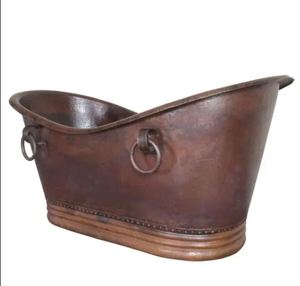 อ่างอาบน้ำแบบหนีบขาหนีบทำจากทองแดงดีไซน์ทันสมัยอ่างอาบน้ำแบบยืนแบบมีกระโปรงยาวปิดด้วยค้อนทำจากไม้ - Product Image 6