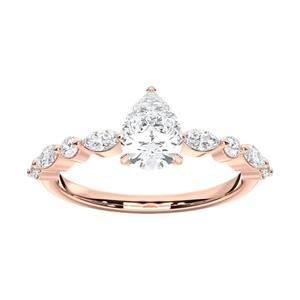 OEM 14K Rose Gold Anillo de compromiso romántico 1.36Ct Luxe Lab Grown Diamond Pear Marquise Shape para bodas - Product Image 4