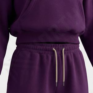 Conjunto Deportivo de Dos Piezas con Logotipo Personalizado, Sudadera Corta con Capucha y Pantalones Deportivos para Mujer, Ropa Deportiva Nueva - Product Image 5