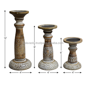 Decorative Wooden colored finish Handmade Pillar <b>Candle</b> Stand Hand Crafted Wooden <b>Candle</b> Holder for Home Decor - Product Image 2