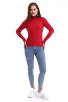 Suéter de Punto de Manga Larga para Mujer, Cuello Alto, Estilo Informal para Oficina, Suéter de Punto Cómodo, Venta al por Mayor