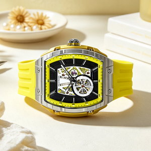 Montre mécanique automatique de luxe 82S0 avec boîtier en acier inoxydable, bracelet en silicone, cadran squelette - Product Image 5